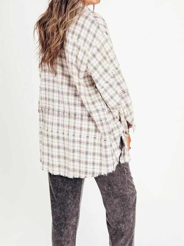 Eva - Sobrecamisa de cuadros estilo relajado