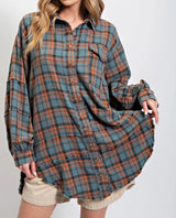 Eva - Sobrecamisa de cuadros estilo relajado