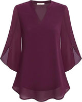 Claudia – Blusa de gasa chiffon con escote en V