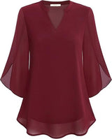 Claudia – Blusa de gasa chiffon con escote en V