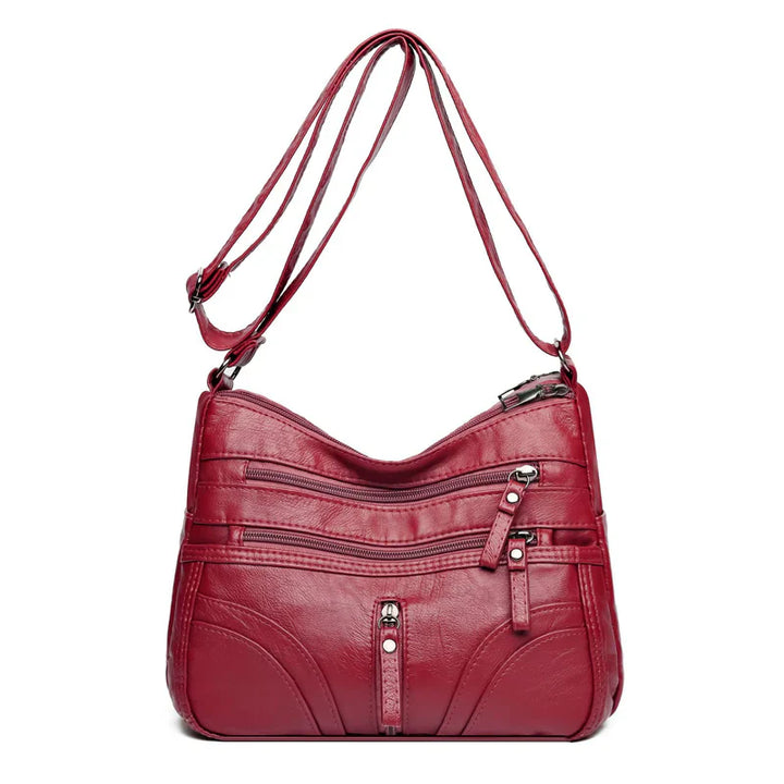 Clara - Bolso bandolera moderno con múltiples cremalleras y correa ajustable