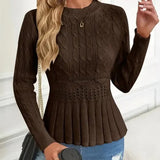 Inara - Jersey de mujer con cuello redondo y bajo peplum