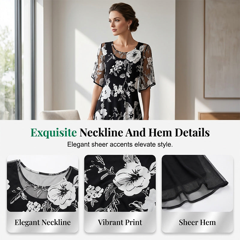 Ana&José™ | Elegante vestido de chifón para mujer con estampado floral
