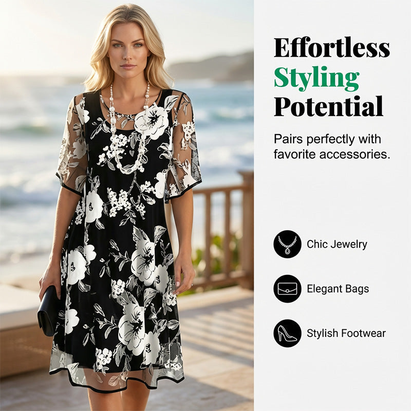Ana&José™ | Elegante vestido de chifón para mujer con estampado floral