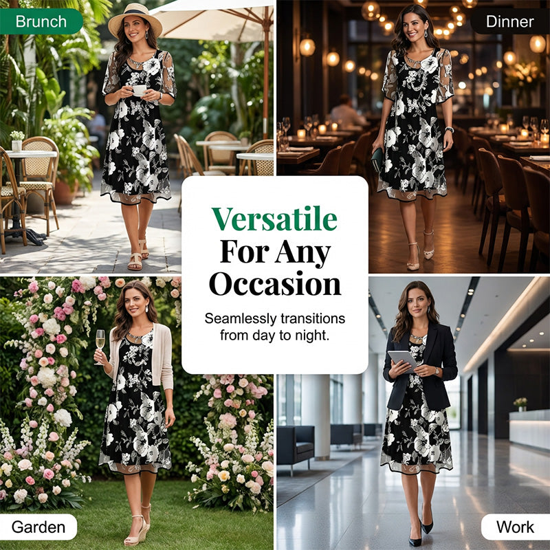 Ana&José™ | Elegante vestido de chifón para mujer con estampado floral