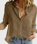 Ana&José™ | Camisa de lino con botones y cuello solapa para mujer