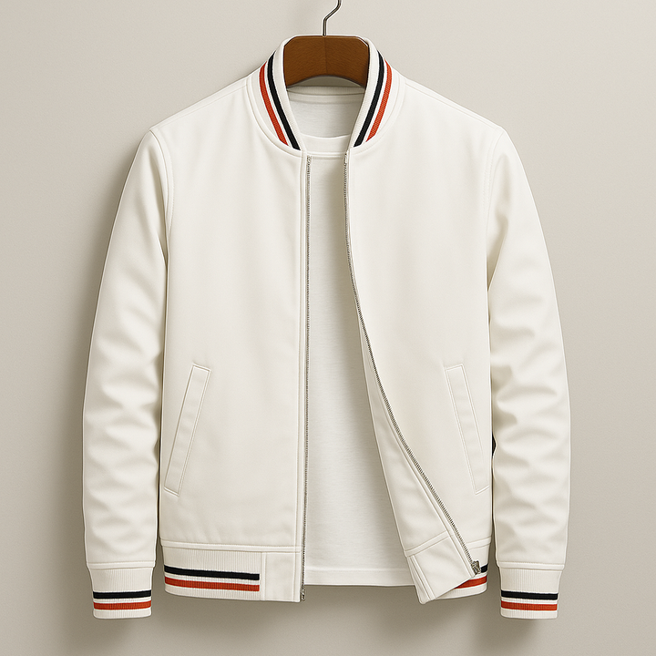 Chaqueta Bomber de Hombre con Cremallera y Cuello de Canalé y Bolsillos Frontales