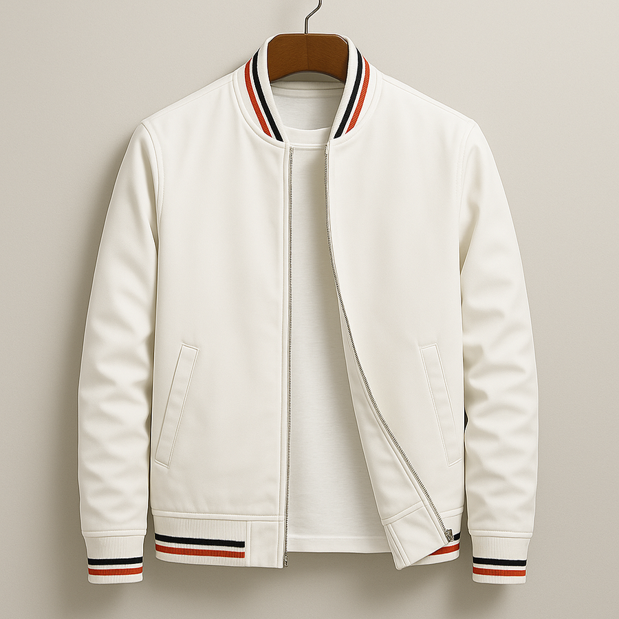 Chaqueta Bomber de Hombre con Cremallera y Cuello de Canalé y Bolsillos Frontales